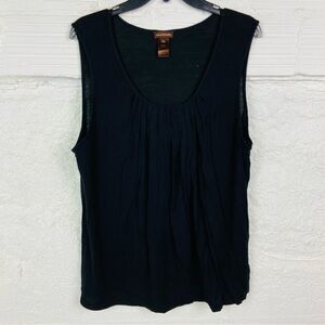 Multiples Black Pleated front stretch sleeveless blouse size XL